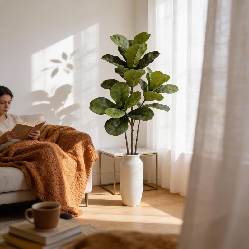 Large Artificial Fiddle Leaf F - Ficus Lyrata Tree 评论和价格