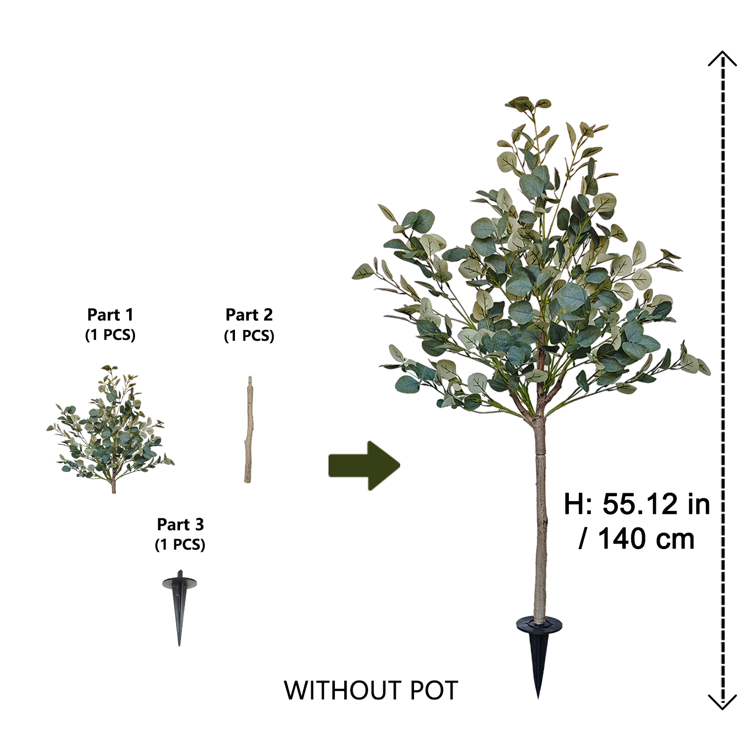 140cm Artificial Eucalyptus Pl - Ficus Lyrata Tree 评论和价格