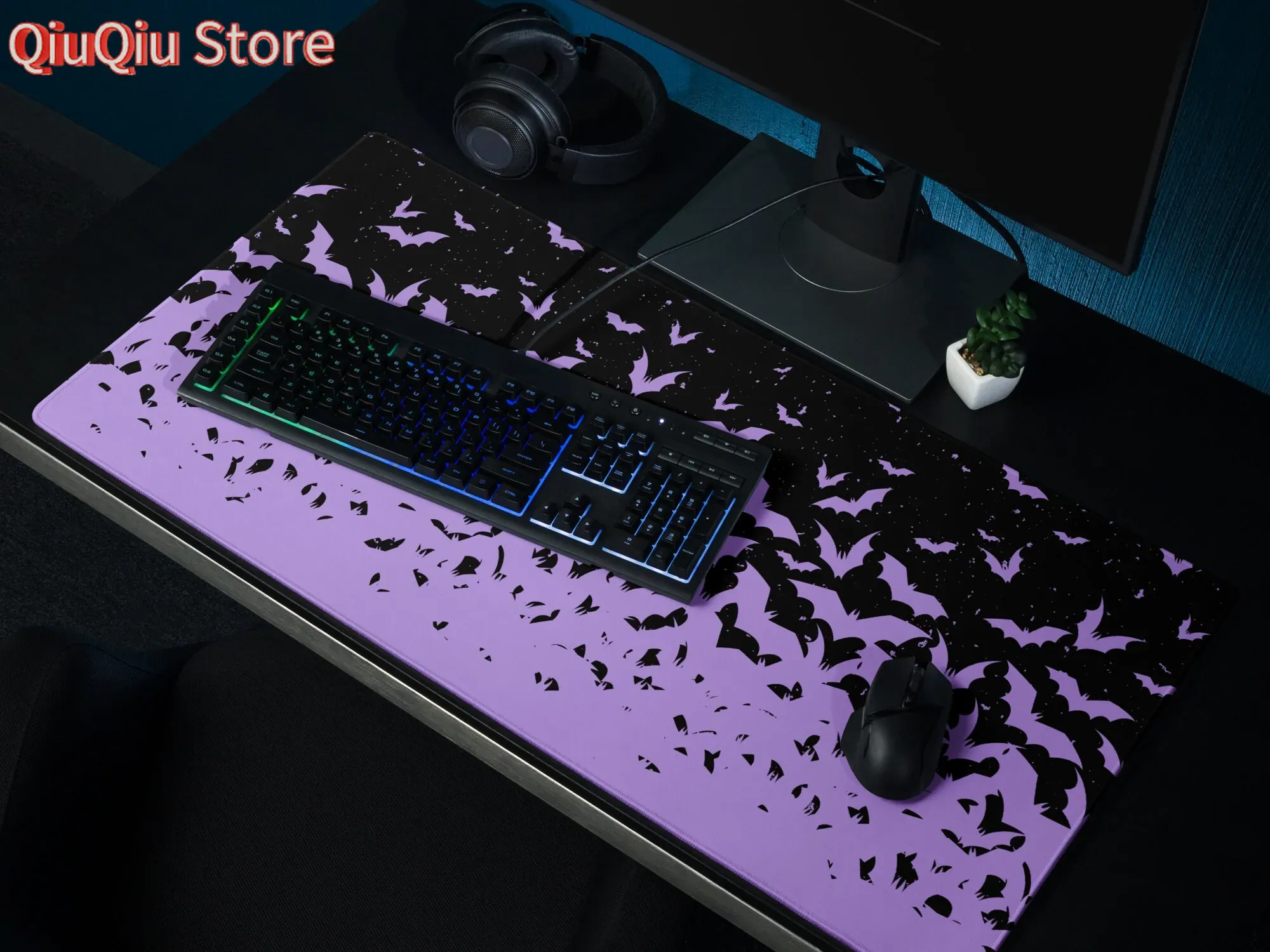 Bats Halloween Desk Mat Purple - Tradescantia Purple 评论和价格